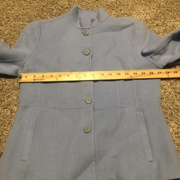 Alexandra Bartlett Women's 100% Wool Button Blazer Coat Jacket blue petites PM - Picture 8 of 16